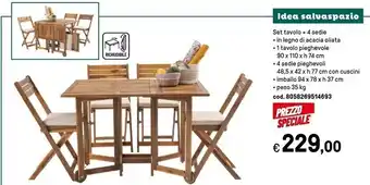 Iper La Grande Set tavolo + 4 sedie in legno di acacia offerta
