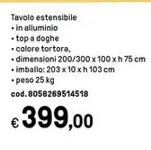 Tavolo estensibile in alluminio