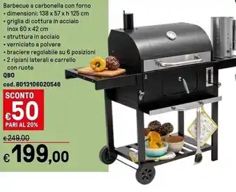 Barbecue a carbonella con forno dimensioni 138 x 57 x h 125 cm
