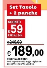 Iper La Grande Set tavolo + 2 panche offerta