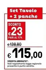Iper La Grande Set tavolo + 2 panche offerta
