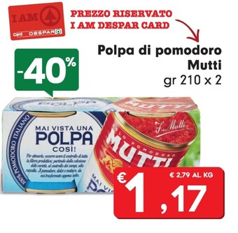 Despar Mutti polpa di pomodoro offerta