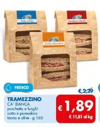 MD Discount Ca' Bianca Tramezzino porchetta e funghi g 160 offerta