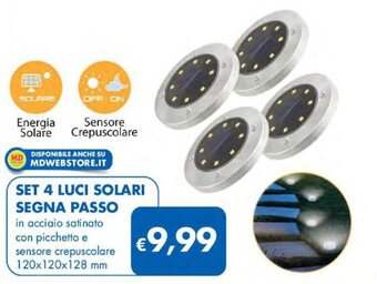 MD Discount Set 4 Luci Solari Segna Passo offerta