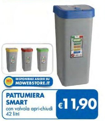 MD Discount Pattumiera Smart con valvola apri-chiudi 42 litri offerta