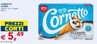Esselunga Algida Cornetto 8 gelati, 480 g offerta
