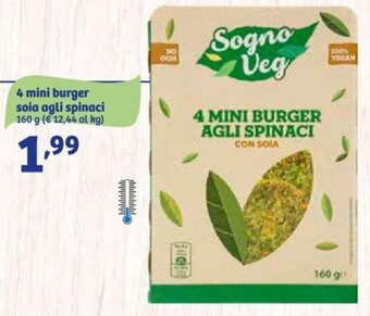 In'S Mercato 4 mini burger soia agli spinaci 160 g offerta