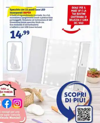 In'S Mercato Specchio con 22 punti Luce Led incorporati Beper offerta