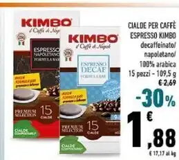 Conad Kimbo cialde per caffe espresso offerta