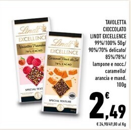 Conad Superstore Lindt excellence tavoletta cioccolato offerta