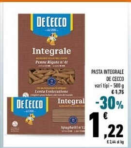 Conad De cecco pasta integrale offerta
