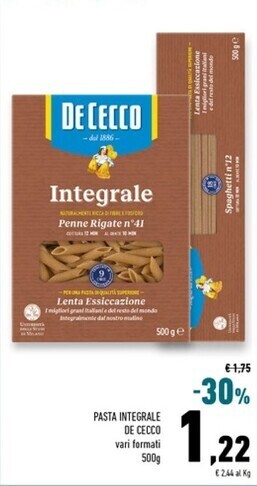 Conad Superstore De cecco pasta integrale offerta