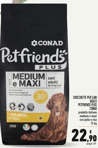 Conad Superstore Conad crocchette per cani adulti petfriends plus offerta