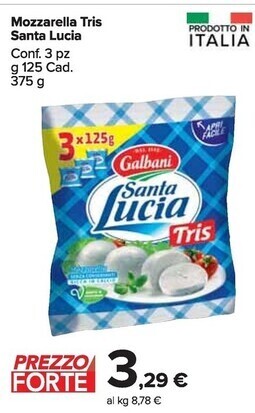 Carrefour Market Galbani mozzarella tris santa lucia offerta