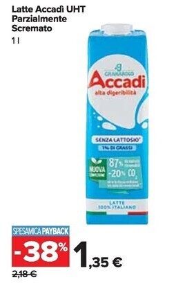 Carrefour Market Granarolo latte accadi uht parzialmente scremato offerta