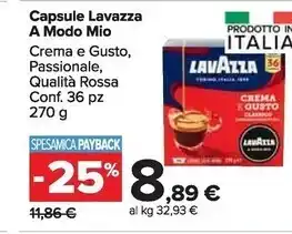Carrefour Market Lavazza capsule a modo mio offerta