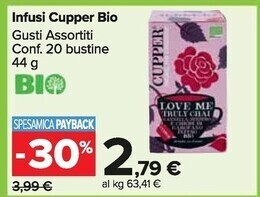 Carrefour Market Cupper infusi bio offerta