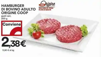 Coop Origine Coop Hamburger di Bovino Adulto 200 g offerta