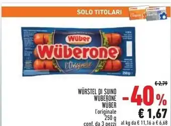 Conad Superstore Wuber wurstel di suino one offerta
