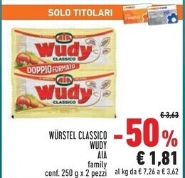 Conad Superstore Aia wurstel classico wudy offerta