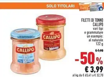 Conad Superstore Callipo filetti di tonno offerta