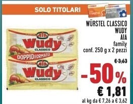 Conad Aia wurstel classico wudy offerta