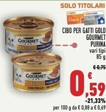 Conad Gourmet purina cibo per gatti gold offerta