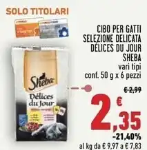 Conad Sheba cibo per gatti selezione delicata délices du jour offerta