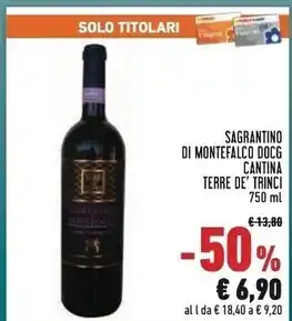 Conad Terre de' trinci sagrantino di montefalco docg cantina offerta