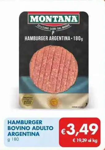 MD Discount Montana Hamburger Bovino Adulto Argentina 180 g offerta