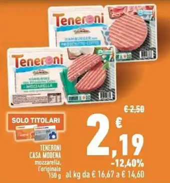 Conad Casa Modena Teneroni Mozzarella 150 g offerta