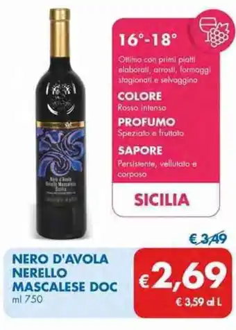 MD Discount Nero d'Avola Nerello Mascalese Doc 750 ml offerta