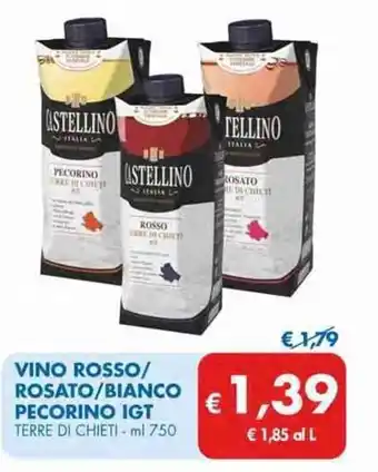 MD Discount Castellino Vino Rosso/rosato/bianco pecorino igt 750 ml offerta