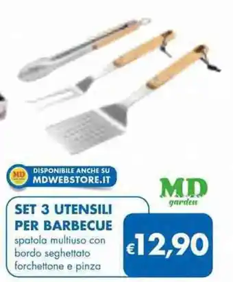 MD Discount Set 3 Utensili per barbecue offerta