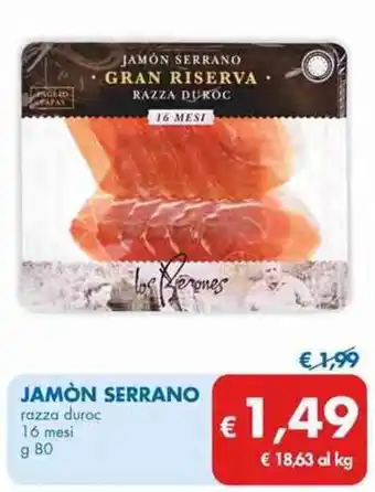 MD Discount Jamón Serrano 16 mesi 80 g offerta