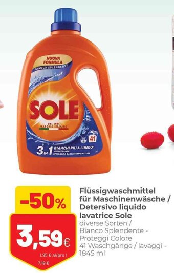 Coop Sole Flüssigwaschmittel für Maschinenwäsche/Detersivo liquido lavatrice 1845 ml offerta