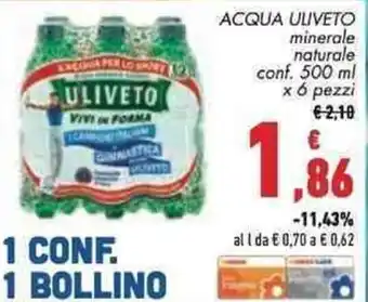 Conad Uliveto Acqua Conf. 500 ml x 6 pezzi offerta