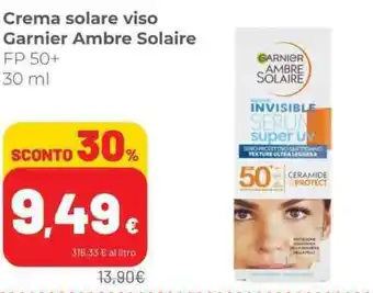 Coop Garnier Ambre Solaire Crema solare viso 30 ml offerta
