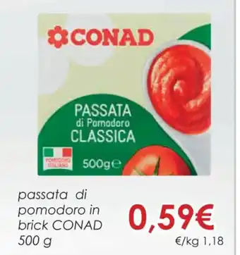 Conad Superstore Conad passata di pomodoro in brick 500 g offerta
