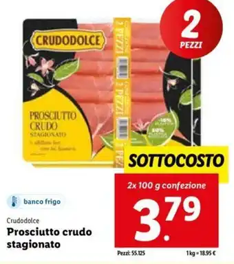 Lidl Crudodolce Prosciutto crudo stagionato 2x100 g confezione offerta