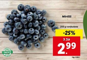 Lidl Mirtilli 250 g confezione offerta