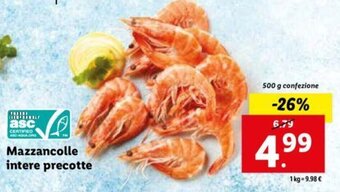 Lidl Mazzancolle intere precotte 500 g confezione offerta
