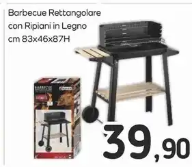 Barbecue rettangolare con ripiani in legno