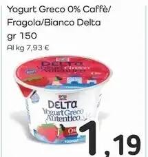 Famila Superstore Delta yogurt greco 0 % caffè / fragola / bianco offerta
