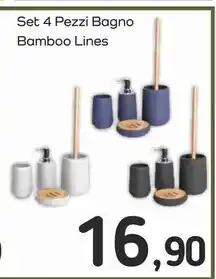 Famila Superstore Kasaviva set 4 pezzi bagno bamboo lines offerta