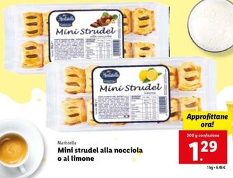 Lidl Maristella Mini strudel alla nocciola o al limone 200 g confezione offerta
