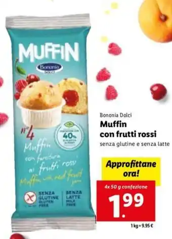 Lidl Bonomia Dolci Muffin con frutti rossi 4x50 g confezione offerta