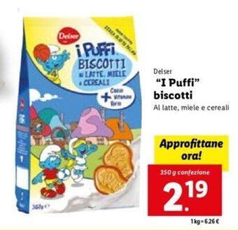 Lidl Delser "I Puffi" biscotti 350 g confezione offerta