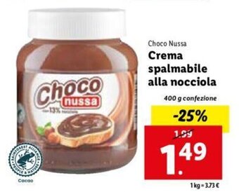 Choco Nussa Crema spalmabile alla nocciola 400 g confezione
