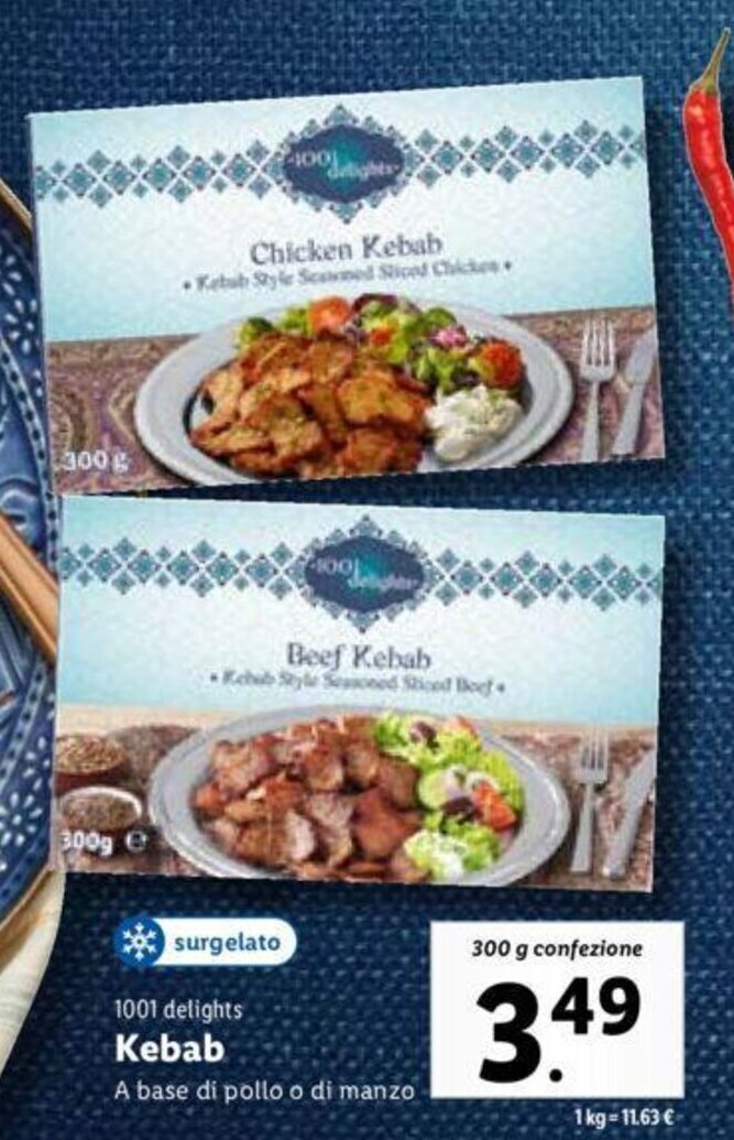 1001 delights Kebab 300 g confezione offerta di Lidl